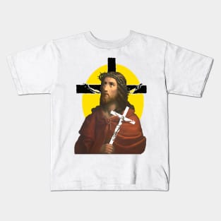 Jesus with the cross of Christ in your divine love Kids T-Shirt